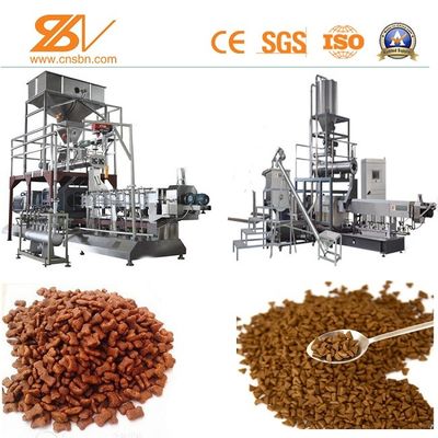 Mesin Makanan Anjing Kibble Hewan Peliharaan Twin Screw SLG85 500-600 KG/H Puffed