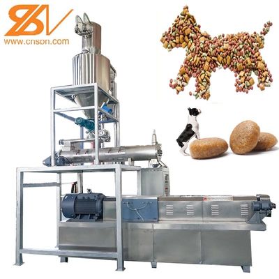Pufffed Twin Screw Exruder Pabrik Pengolahan Makanan Anjing Kucing Basah